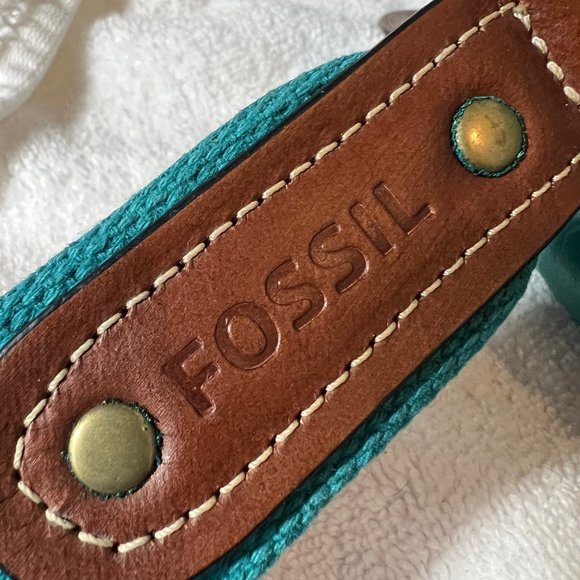 Fossil-Shoulder/Tote Leather Purse-Turquoise/Aqua Greenish Blue-Rare-Large - Picture 13 of 16